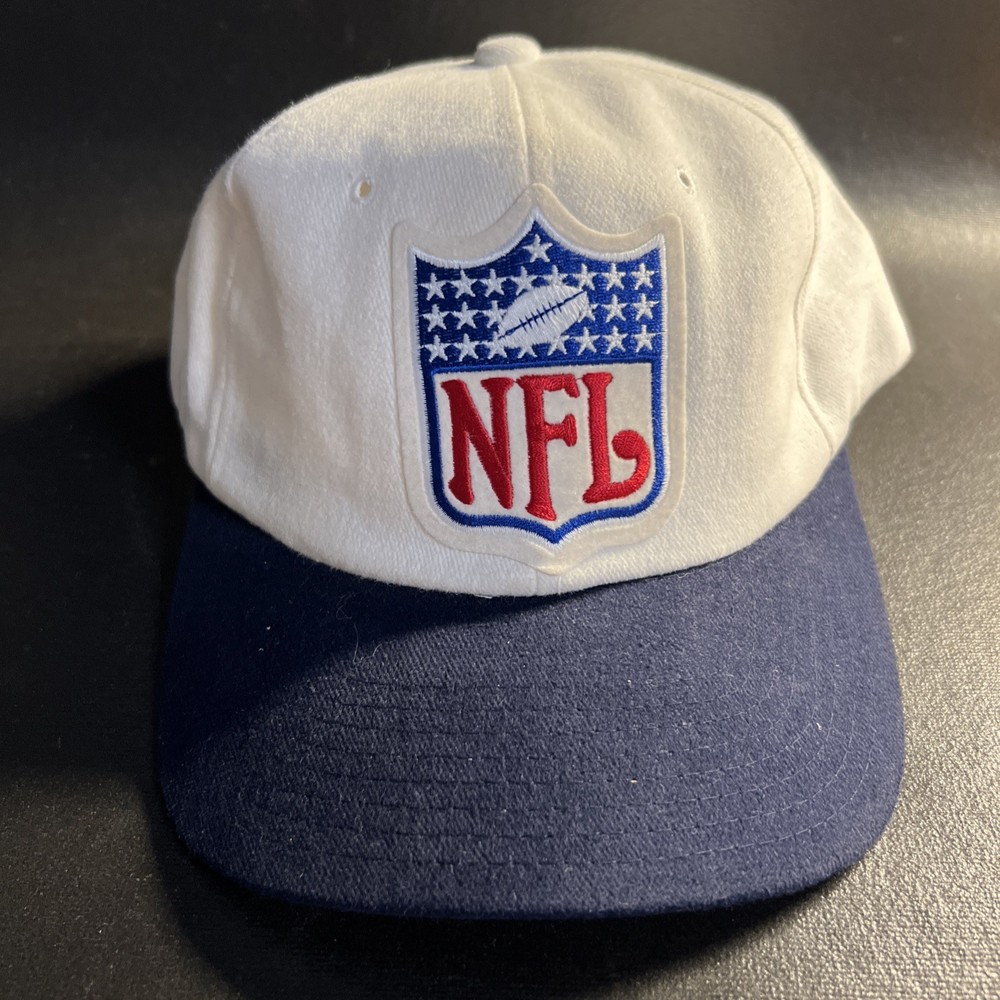 Vintage 90s NFL Shield Logo Snapback Cap White Blue Bill STARTER Football