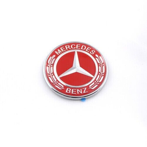 AMG Red Flat Laurel Wreath Hood Emblem Badge for Mercedes-Benz