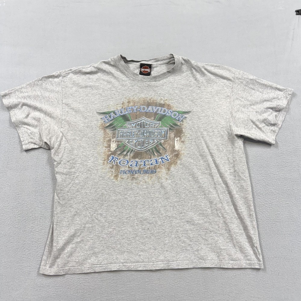 Harley-Davidson Shirt Mens XL Gray Roatan Honduras Skull Pirate Graphic Tee