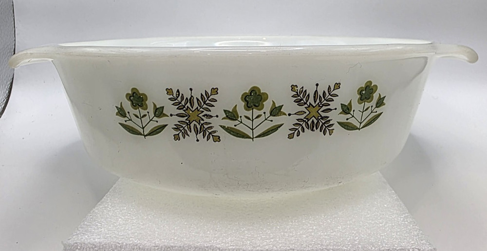 Anchor Hocking Fire King 1 Qt Green Meadow Casserole Dish, No Lid #436