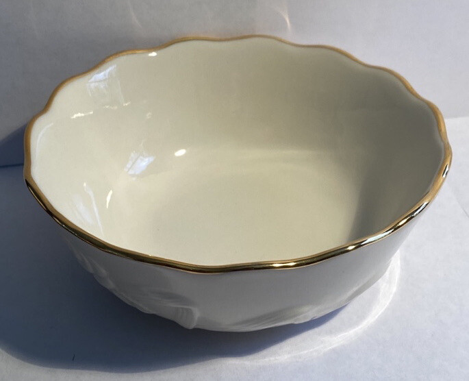 Lenox Bowl Scalloped Edge Embossed Roses Gold Trim 4 1/2