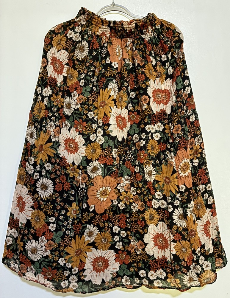 Natural Life Maxi Skirt 100% Cotton Lined Stretch Waist Boho Peasant  Size S/M
