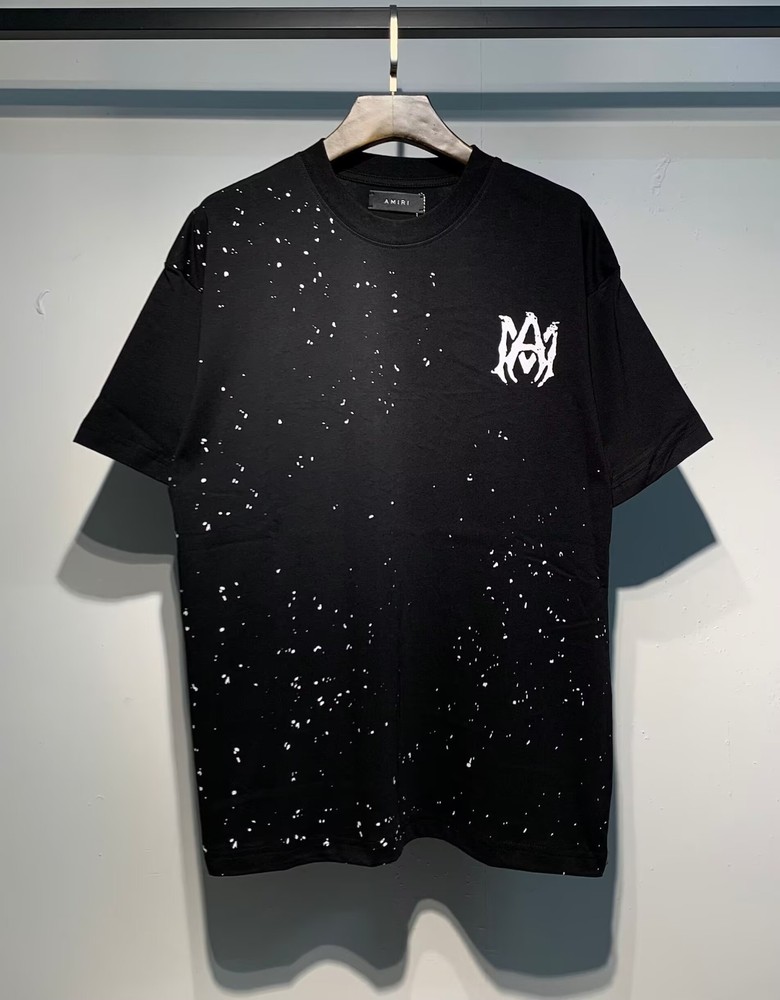 AMIRI Men's T-Shirt Black White Cotton Short Sleeve Size L