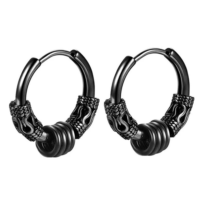 Vintage Hip Hop Punk 925 Sterling Silver Geometry Cuff Earrings for Men and Women