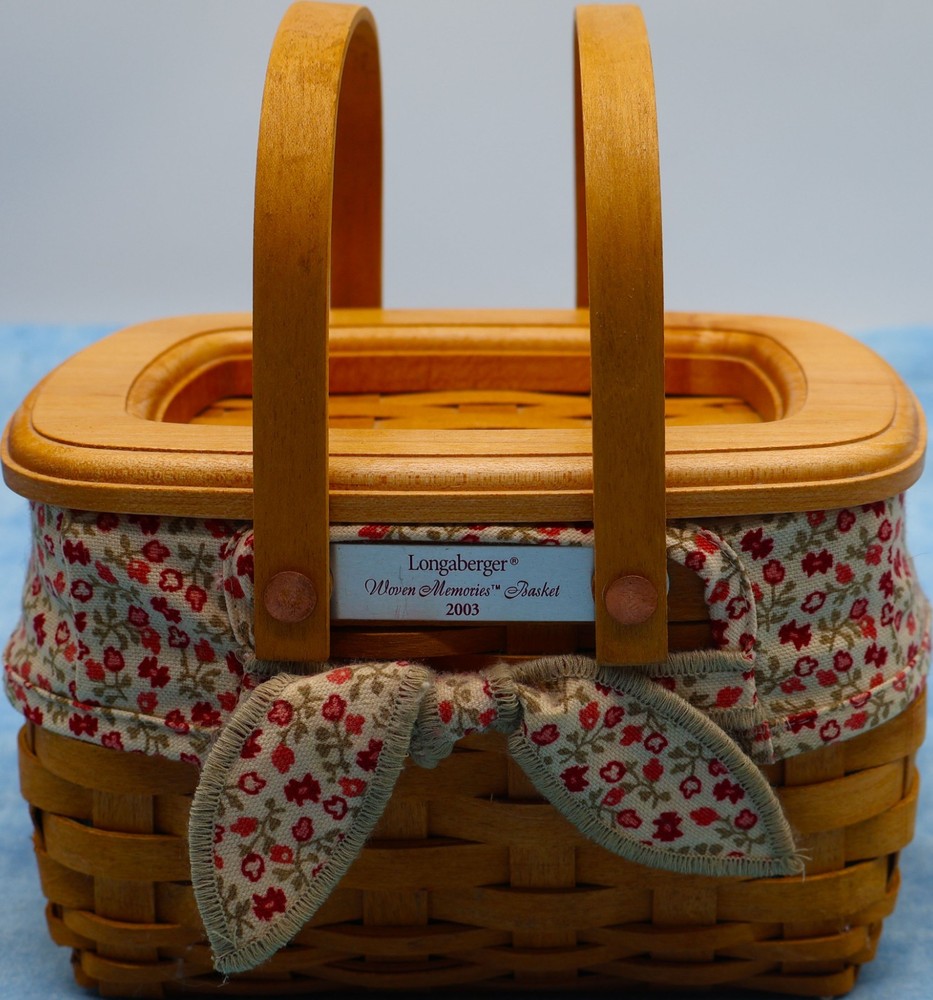 Longaberger 2003 Woven Memories Basket Wood Lid Liner Protector