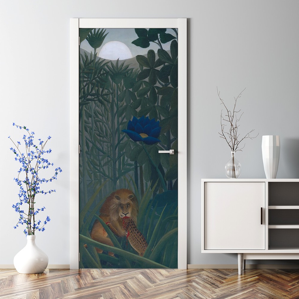 Jungle design Door Decal Decor vintage Self adhesive Door Decal Decor Wallpaper