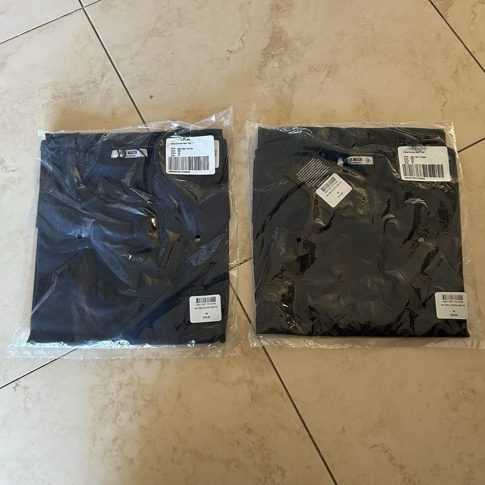 Buck Mason Ink Pima Short Curved Hem Tee Mens M Crew Neck LOT OF 2 Knit USA
