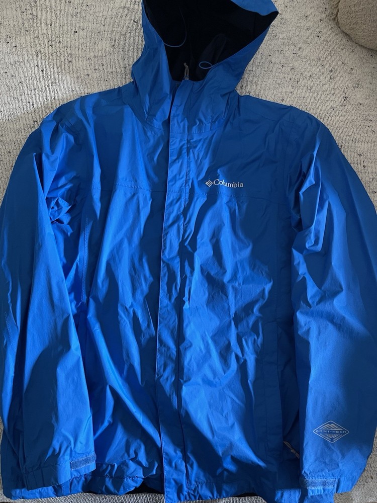 Columbia Watertight Rain Jacket Waterproof, Packable Blue Omni-Tech Mens Size M