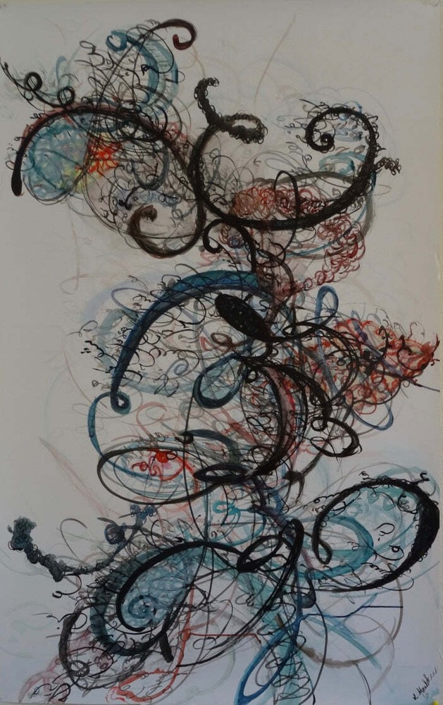 Original Abstract Art, Dancing with Words, mix media , By R. Mansourkhani,30
