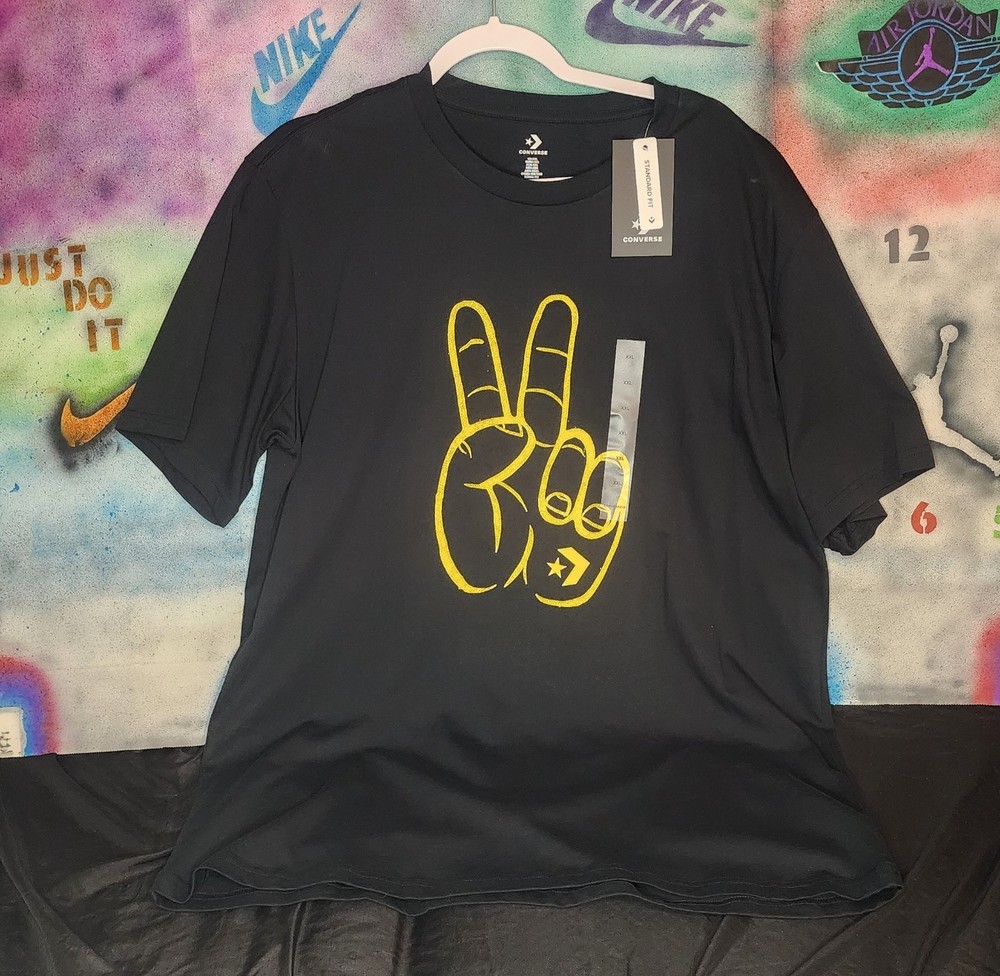 Converse Men's Short Sleeve Black Yellow Graphic T-Shirt Size XXL