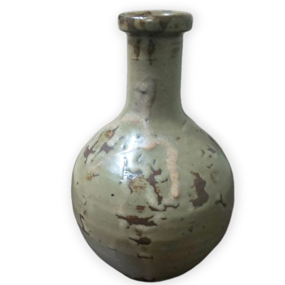 Karatsu Pottery Vase Edo Period 19th Century Japanese Antique Ceramic 7.4 inch
