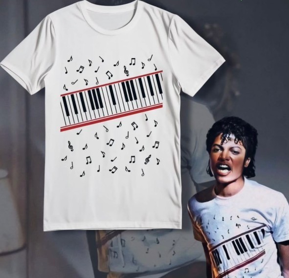 Michael Jackson Beat It Piano Keys Graphic T Shirt Retro Music Tee