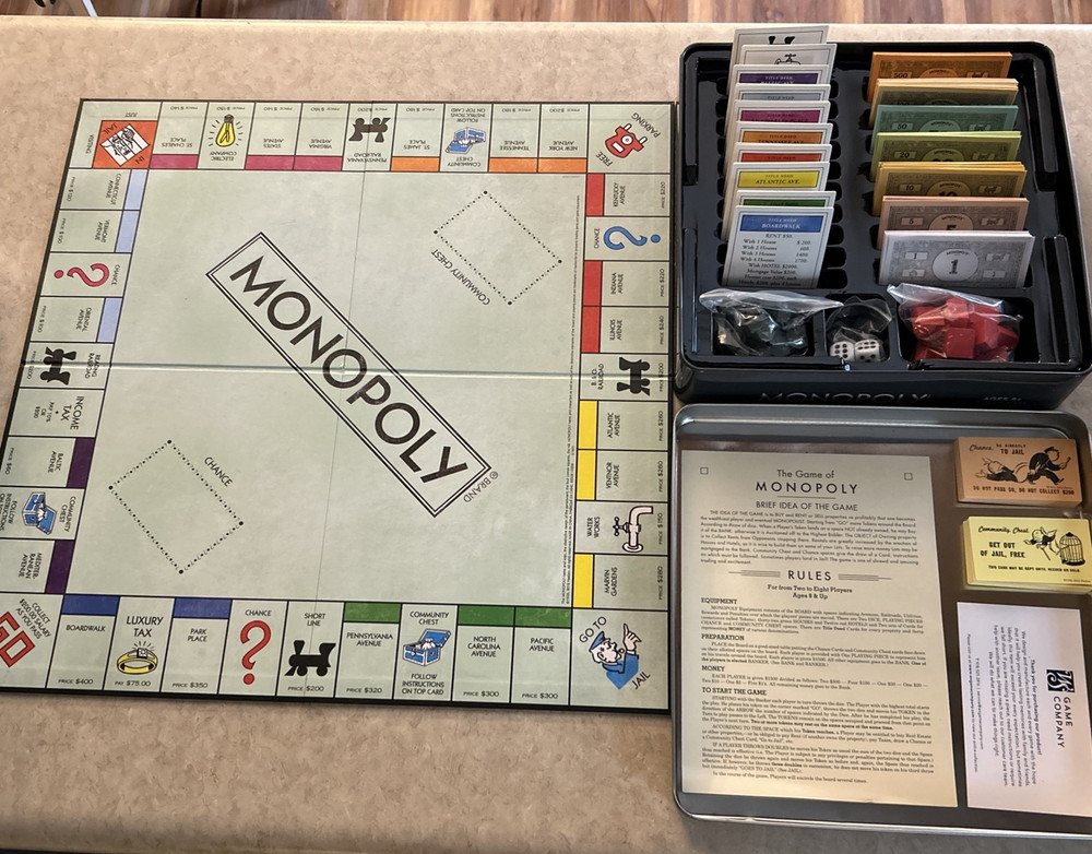 Monopoly 1937 Nostalgia Edition, Collectible Tin, Vintage Board Game, excellent