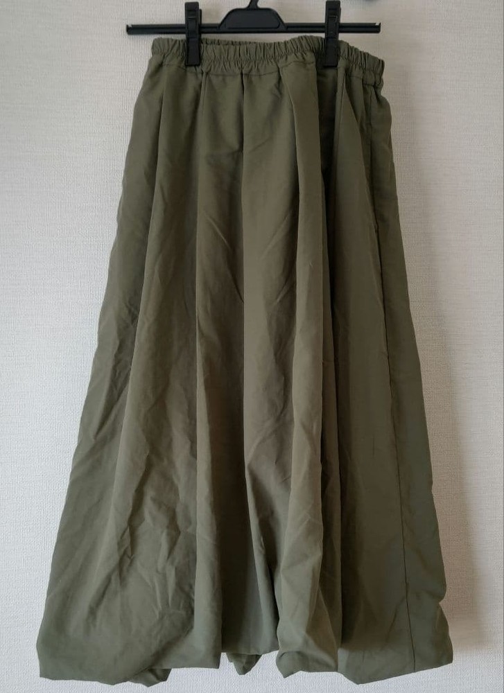 ichi Olive Balloon Skirt Free Size Flare Comfortable Polyurethane