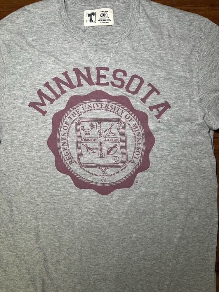T University of Minnesota Gray Men's Long Sleeve Graphic T-Shirt Size L