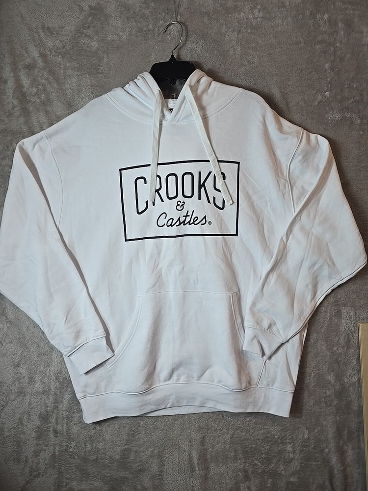 CROOKS and CASTLES Mens 2XL Pullover Hoodie White Graphic