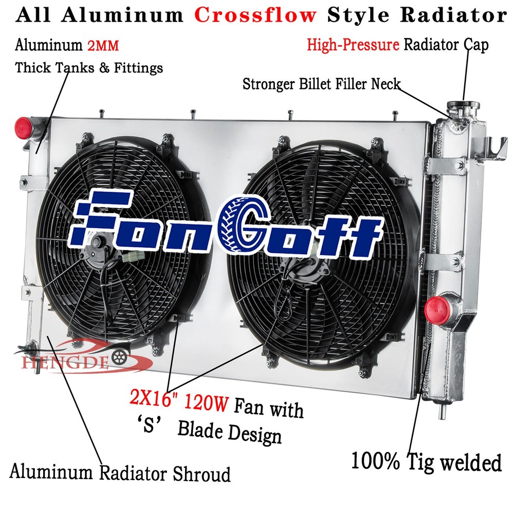 4 Row Radiator Shroud Fan For 1994-02 2001 Dodge Ram 2500 Ram 3500 5.9L Cumminsl