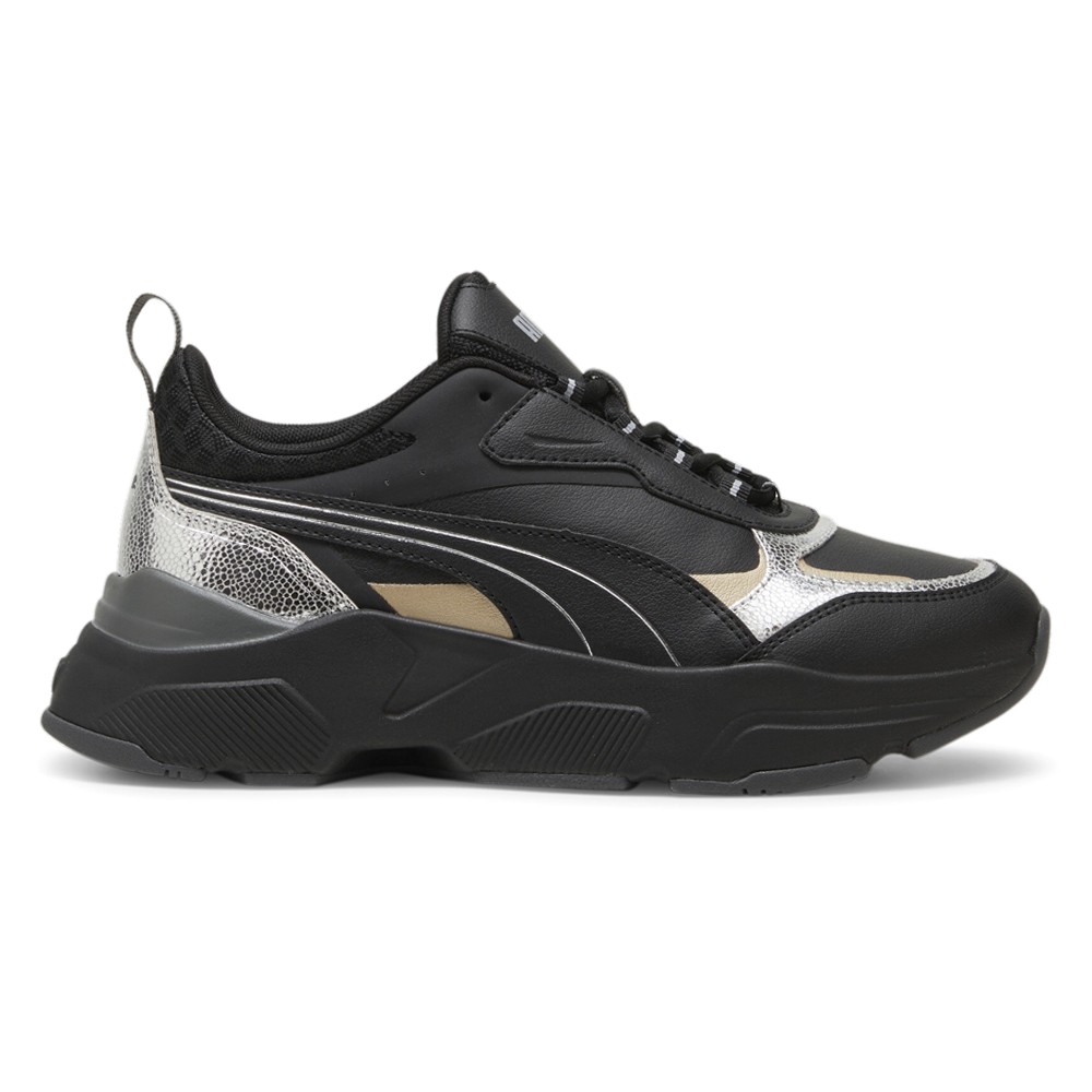 PUMA Cassia Metallic Shine Lace Up  Womens Black Sneakers Casual Shoes 39526702