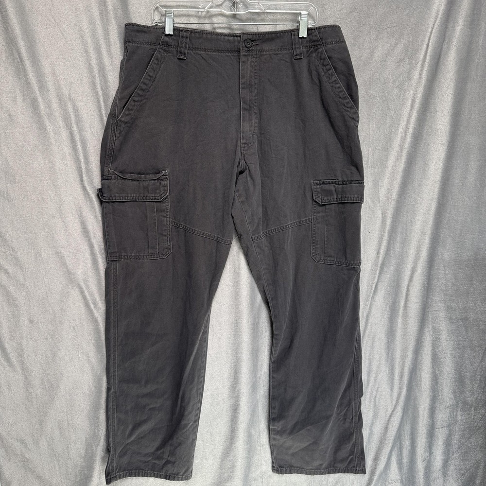 Wrangler Cargo Pants Mens 38x32 Gray Relaxed Fit 100% Cotton Utility
