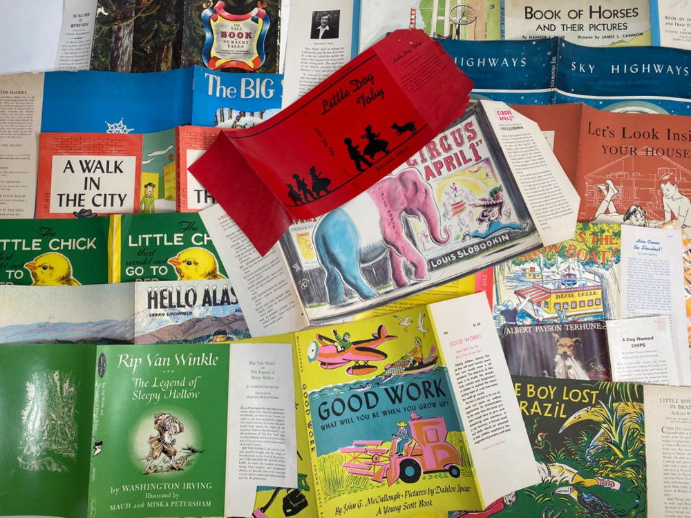 1930s-50s CHILDREN'S BOOK DUST JACKETS vintage lot of fifteen NO BOOKS, DJS ONLY