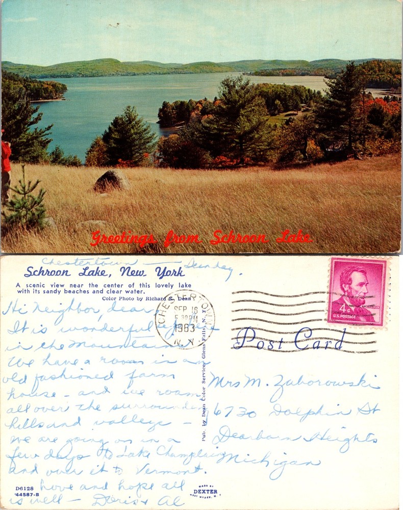 Greetings from Schroon Lake New York NY Postcard