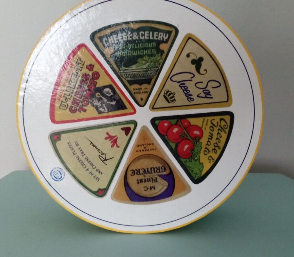 Vtg Rosanna Cheese Plate And Set Of 4 Serving Plates In Box