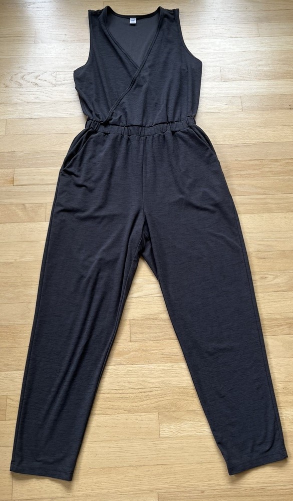Old Navy Breathe Faux-Wrap Stretch Gray Jumpsuit Sleeveless - M