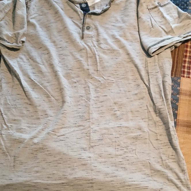 Modern Culture Men's Gray Heathered Henley Pocket Short Sleeve T-Shirt Size L