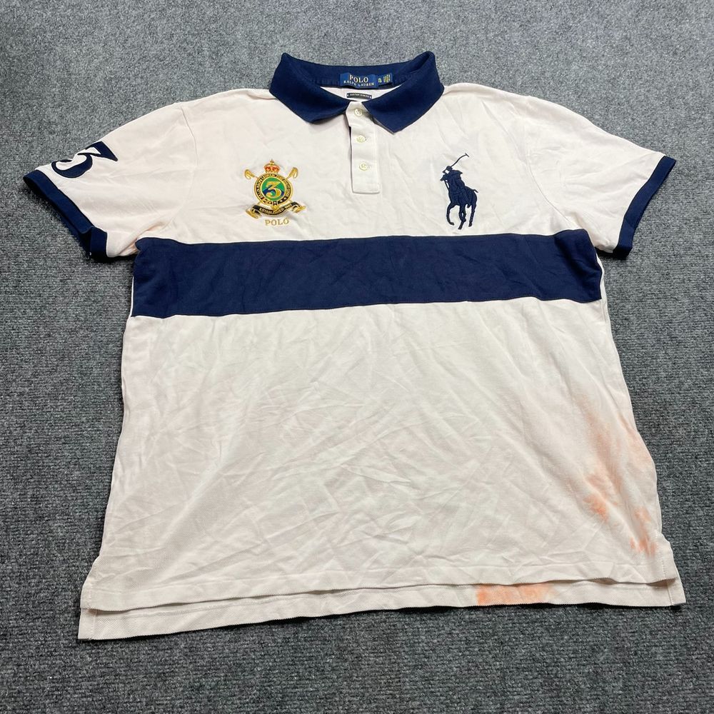 Polo Ralph Lauren Men's White T-Shirt Big Pony Custom Slim Fit Size XL