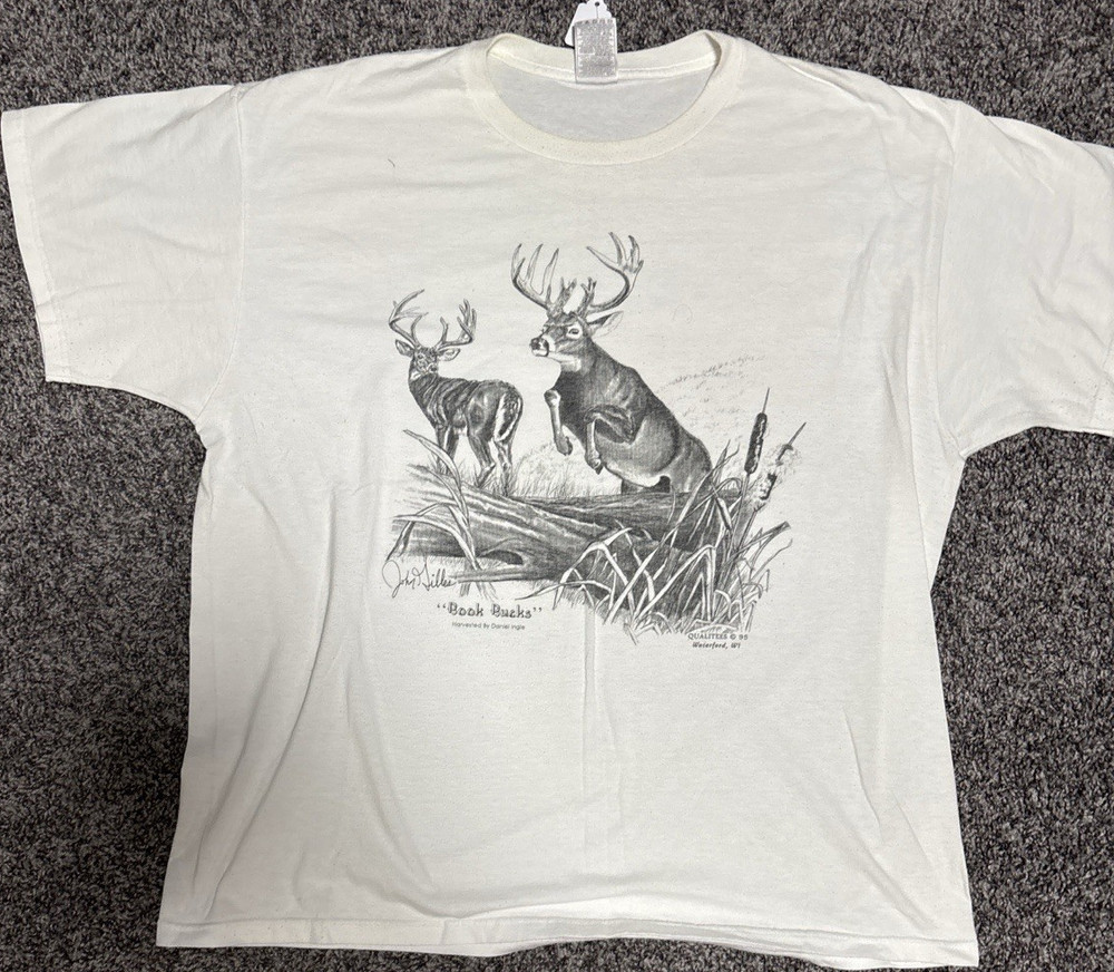 Vintage 1995 Deer Nature Graphic T Shirt XL Buck Bucks Wildlife Tee