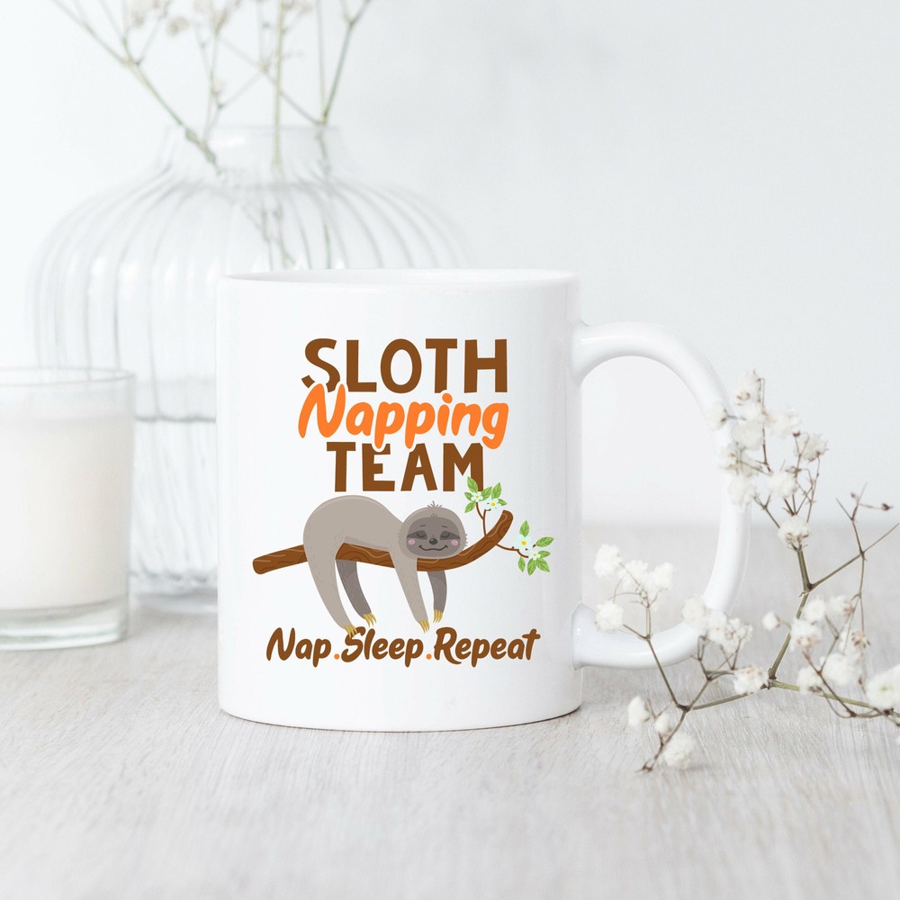 Sloth Napping Team Mug Sloth Mug Sloth Gift Sloth Lover Mug Sloth Coffee Mug