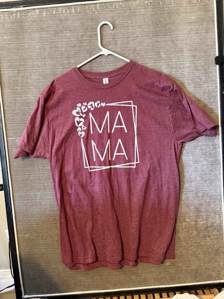 Mama Burgundy Heather Graphic T-Shirt Size X Large XL