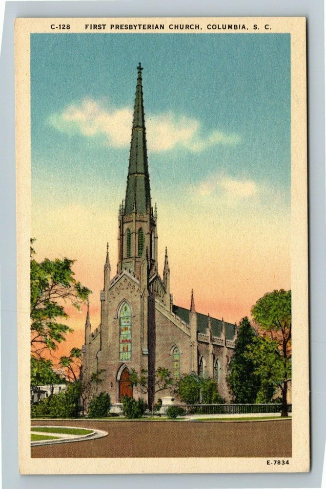 Columbia SC-South Carolina, First Presbyterian Church, Vintage Postcard