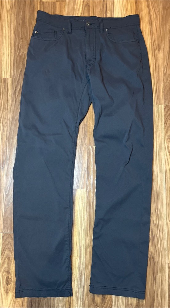 Prana Pants Mens 32x34 Gray Chino Outdoor Casual Hiking Slim Fit Camping