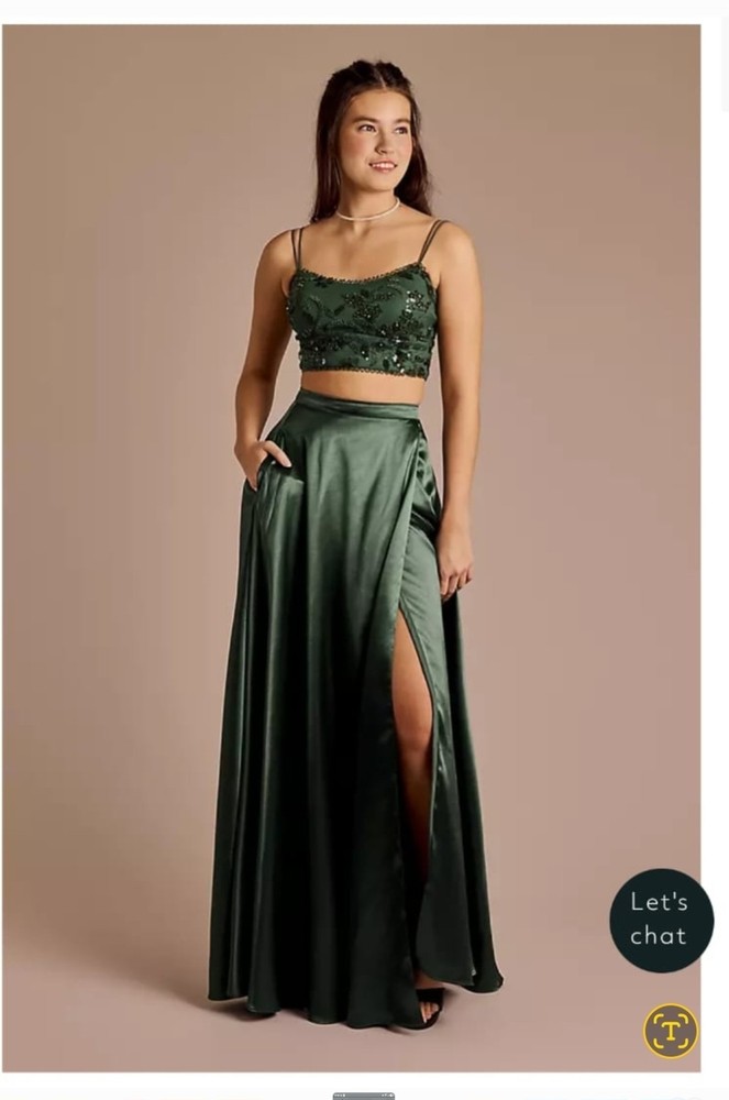 Two pieces sequin bodice  and Satin A-line skirt set