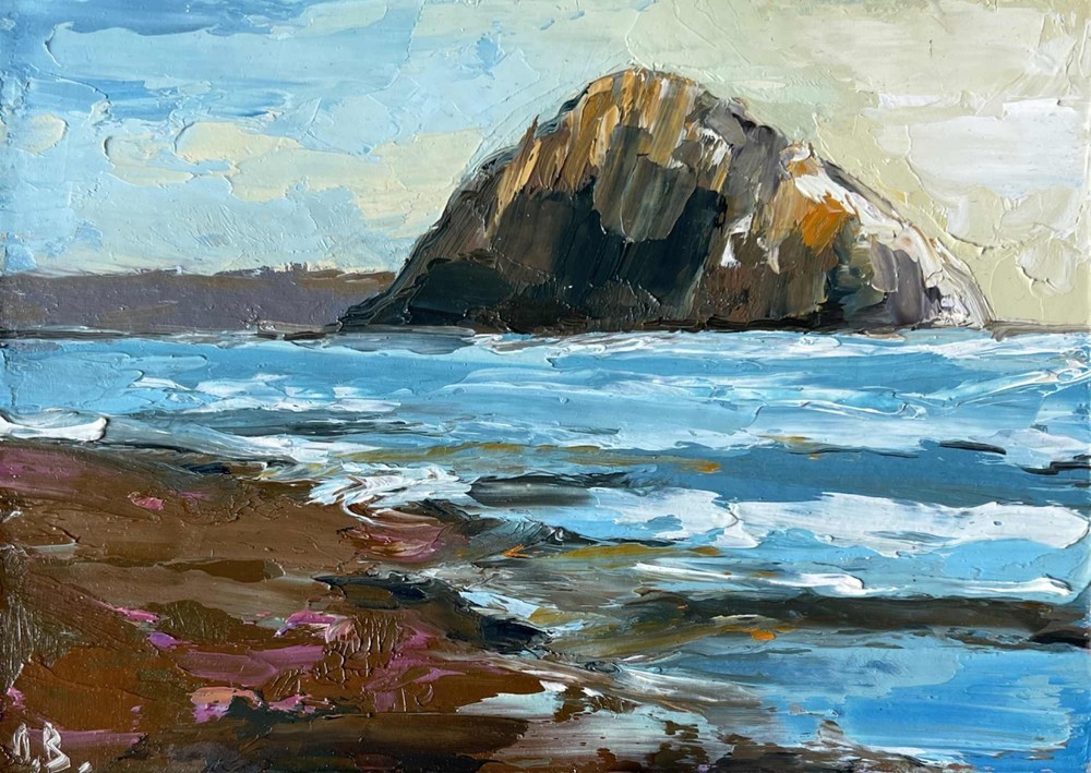 Morro Bay Painting Original Art Impasto Oil Painting Seascape Wall Art 5x7