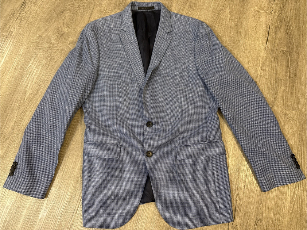HUGO BOSS Slim Fit Sport Coat Blazer with Carlo Barbera Italian Fabric 38R Blue