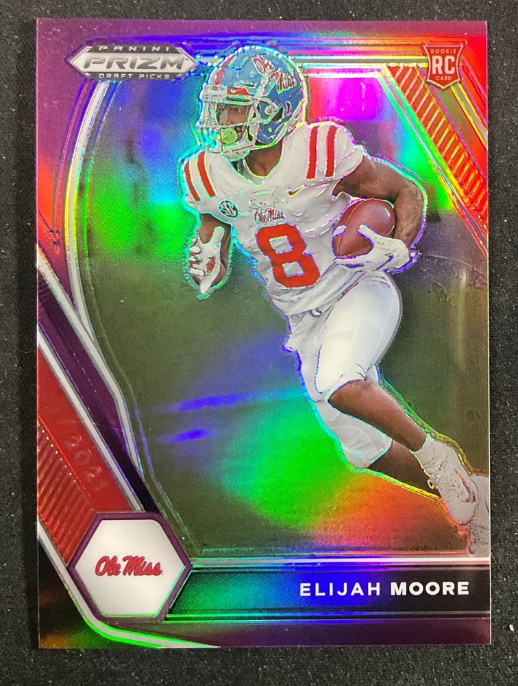 2021 Panini Prizm Draft Picks Purple Prizm Elijah Moore RC /75