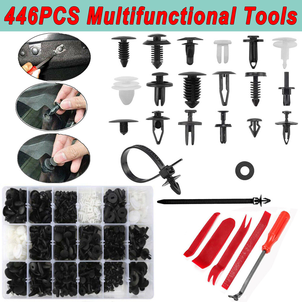 446pcs Car Body Plastic Trim Retainer Fastener Clips Push Pin Fender Bumper Tool