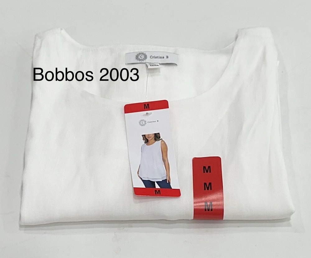 Cristina B Women's Crew Neck Sleeveless Top, White, Size M
