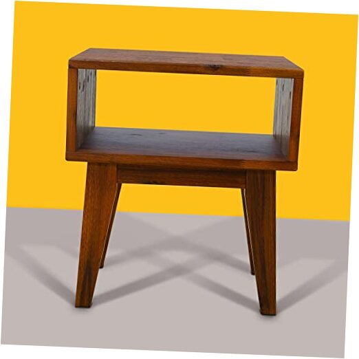 Acacia Serena Solid Wood Nightstand with Open Storage Shelf in Natural Wood Finish-image