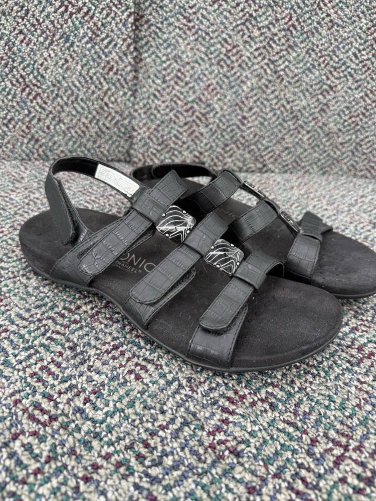 Vionic Womens Amber Comfort Hook Loop Leather Sandals Size 8