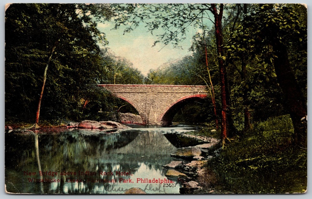 1910 Bridge Wissahickon Creek Fairmount Park Philadelphia ANTIQUE Postcard 5237