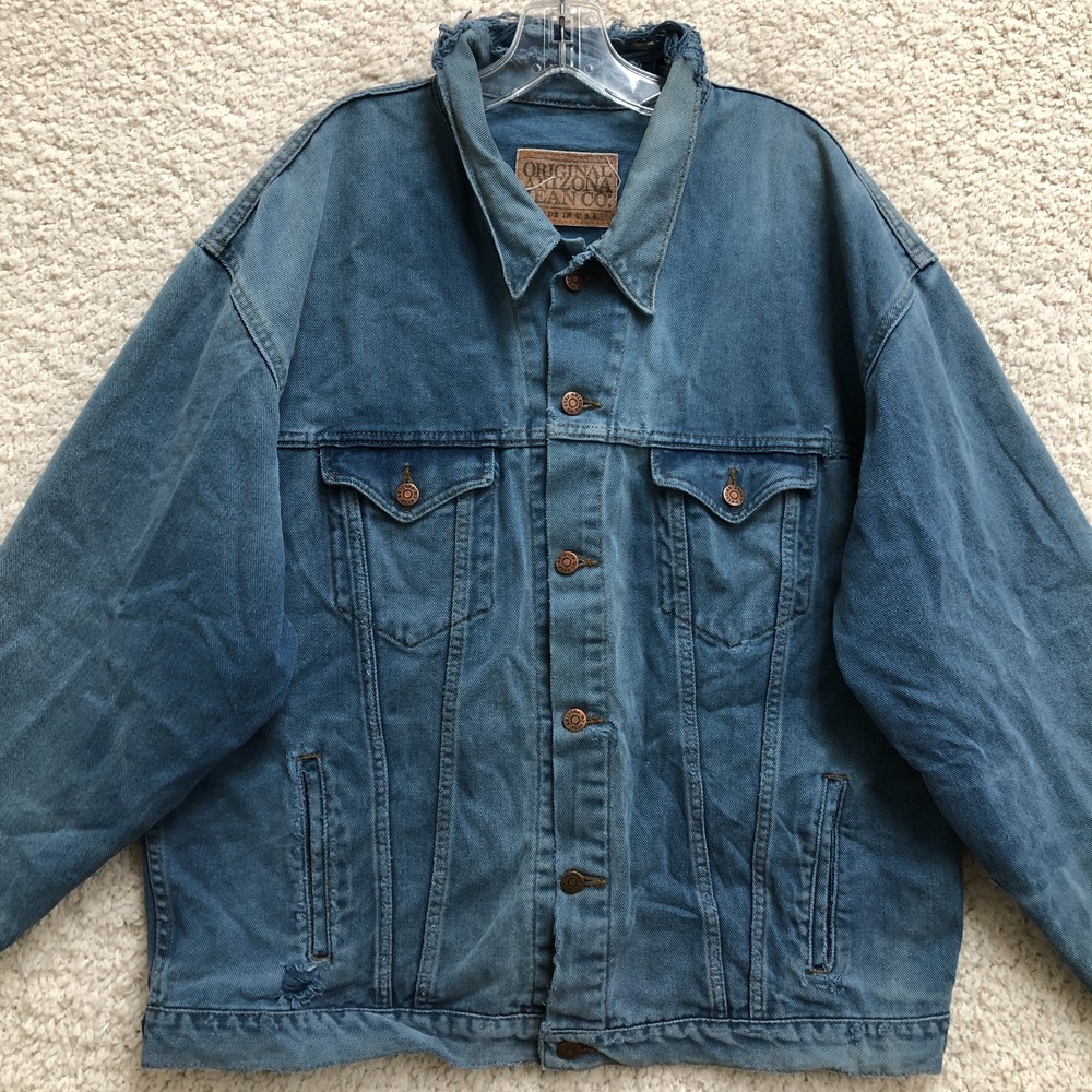 VINTAGE Original Arizona Jacket Large Adult Blue Button Up Jean Trucker Mens L