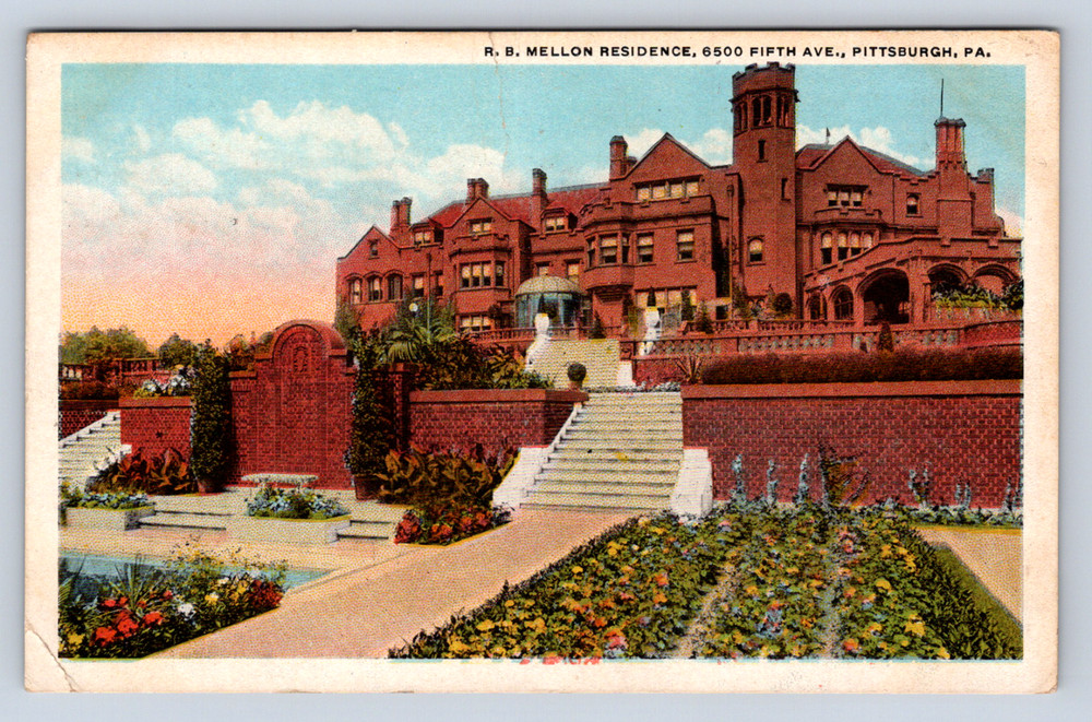 Vintage Postcard RB Mellon Residence Pittsburgh Pennsylvania