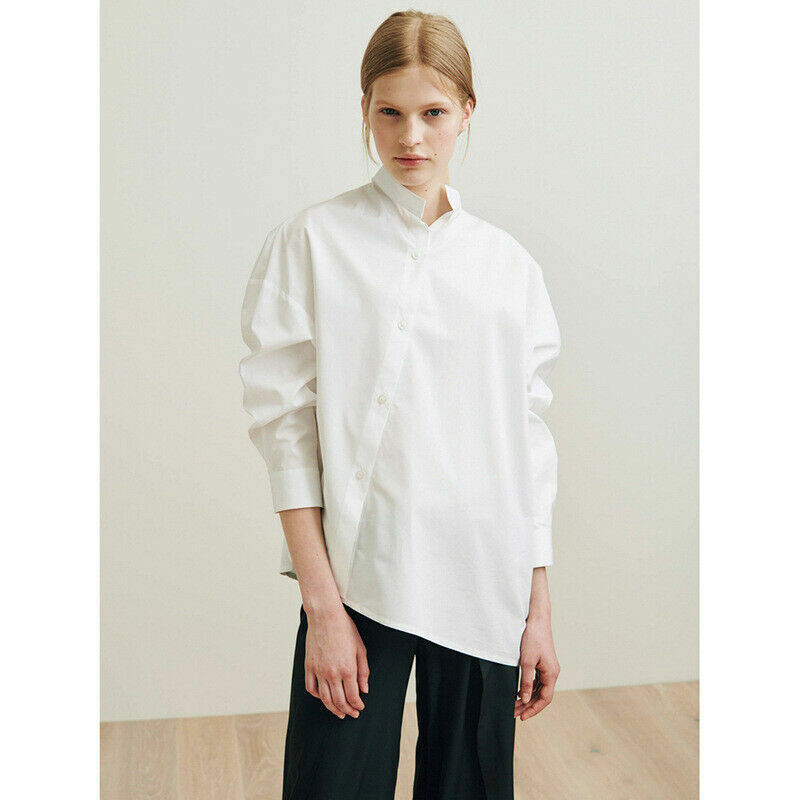 Toteme Spring/Summer White Long Sleeve Asymmetric Cotton Shirt