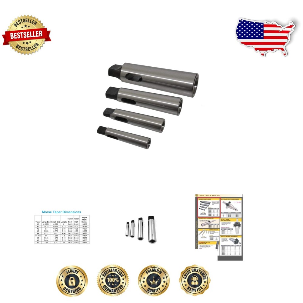 Compact 4-Piece Morse Taper Sleeve Set—Essential for Drill Presses and Lathes