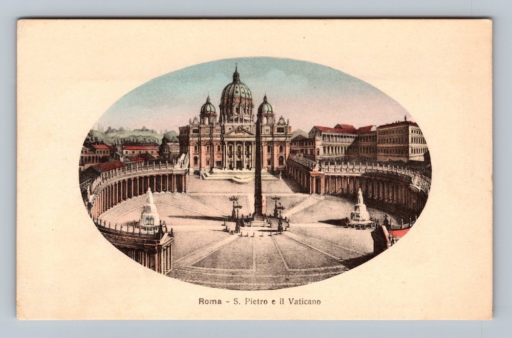 Italy- Rome St. Peter's Square & Vatican Standard Souvenir Old Vintage Postcard