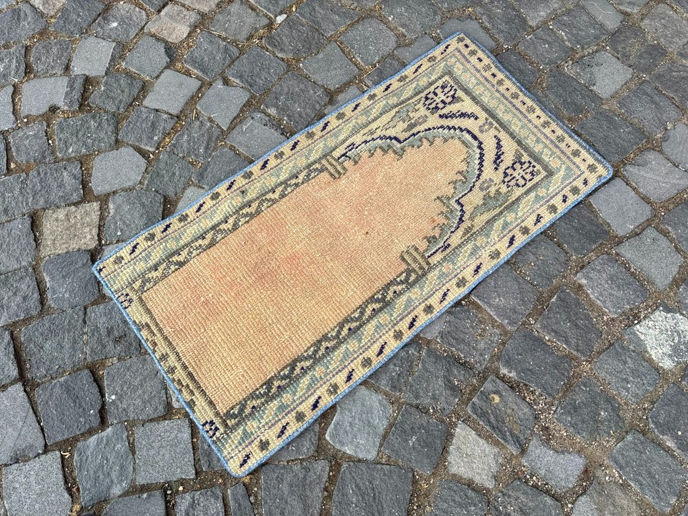 Turkish Small ug, Vintage rug, Handmade wool rug, Entryway rug 1,5 x 3,0 ft