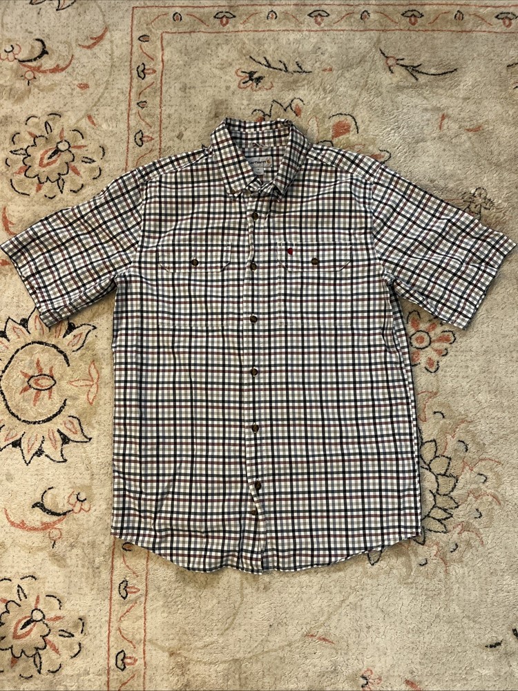 Carhartt Relaxed Fit Short Sleeve Button Down Plaid Shirt Mens Size M
